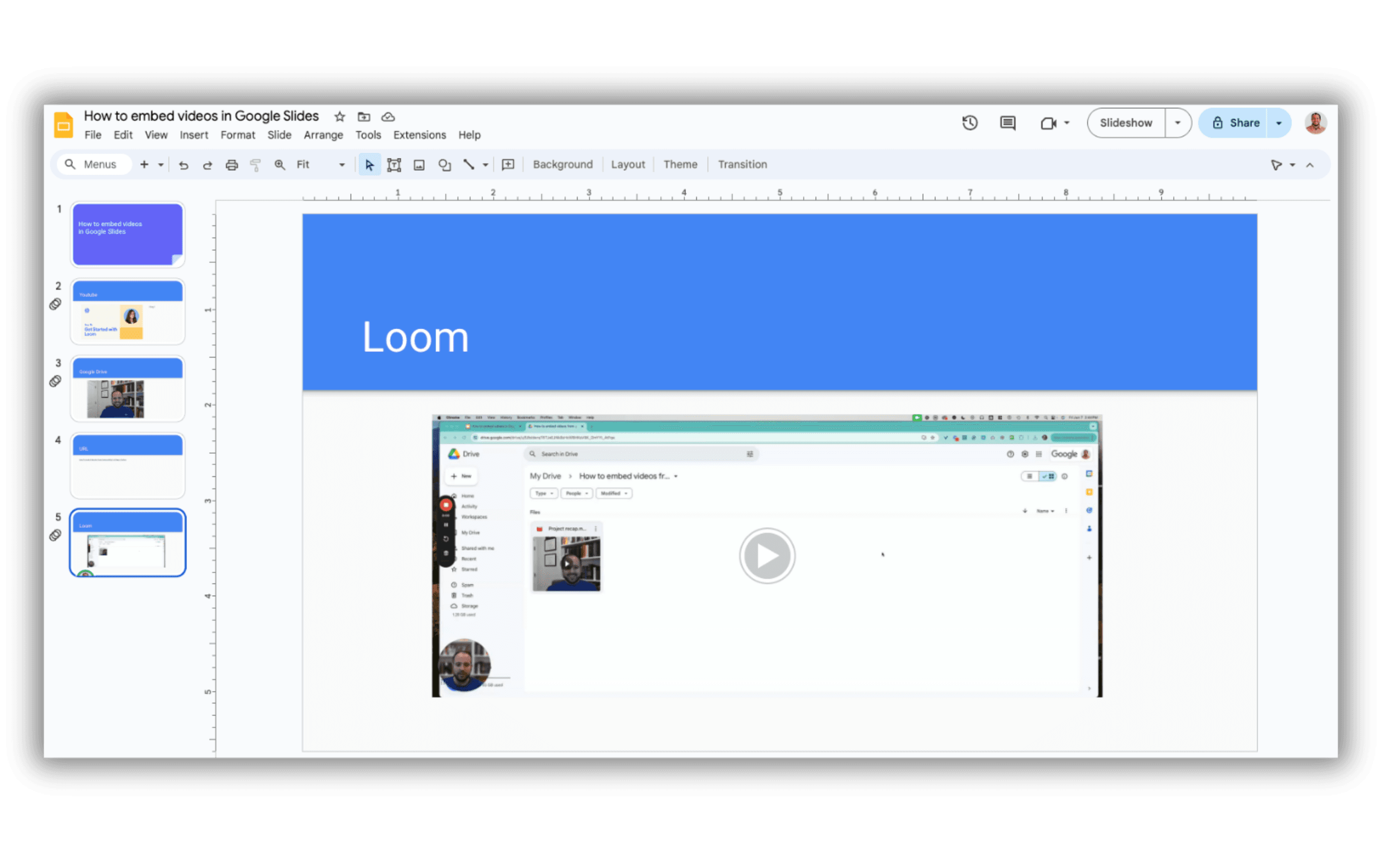 Loom Google Slide Embed easy