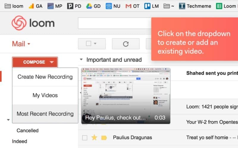 Loom integration with Gmail
