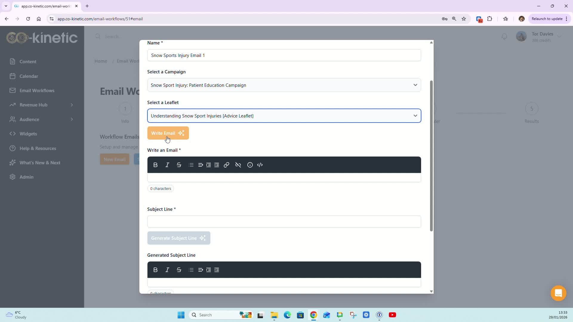 Writing the email content with merge fields