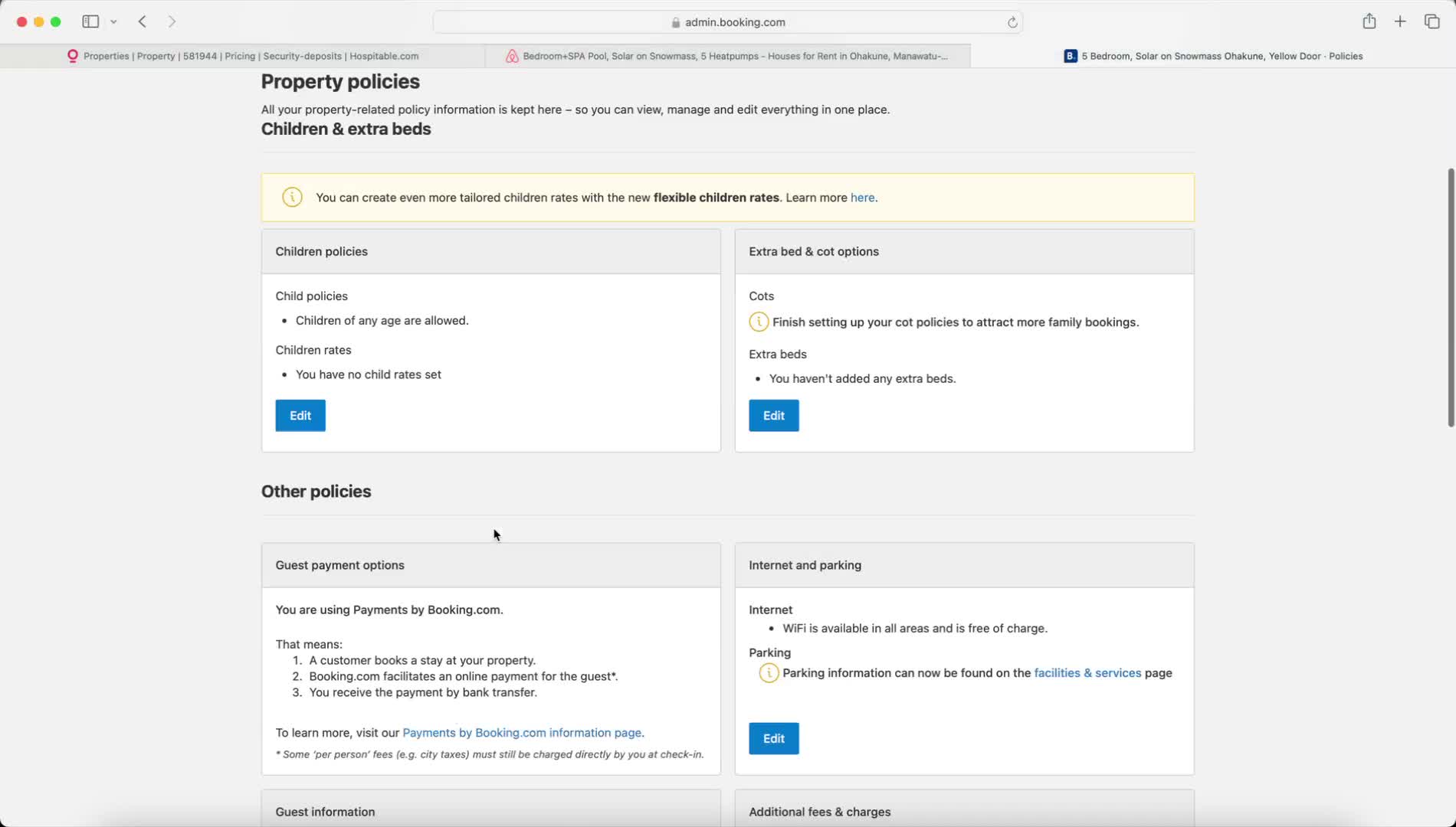 Booking.com listing showing the guest-facing Damaged Deposit declaration