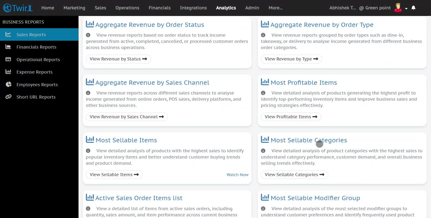 Selecting the reporting period in the Most Sellable Categories Report