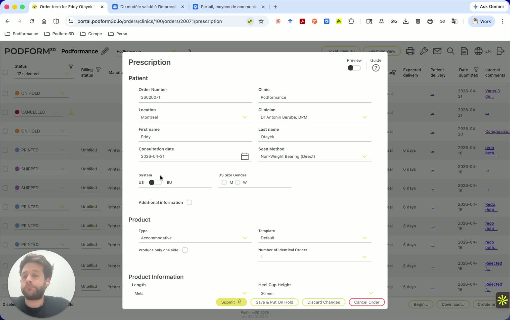 Enter patient reference data