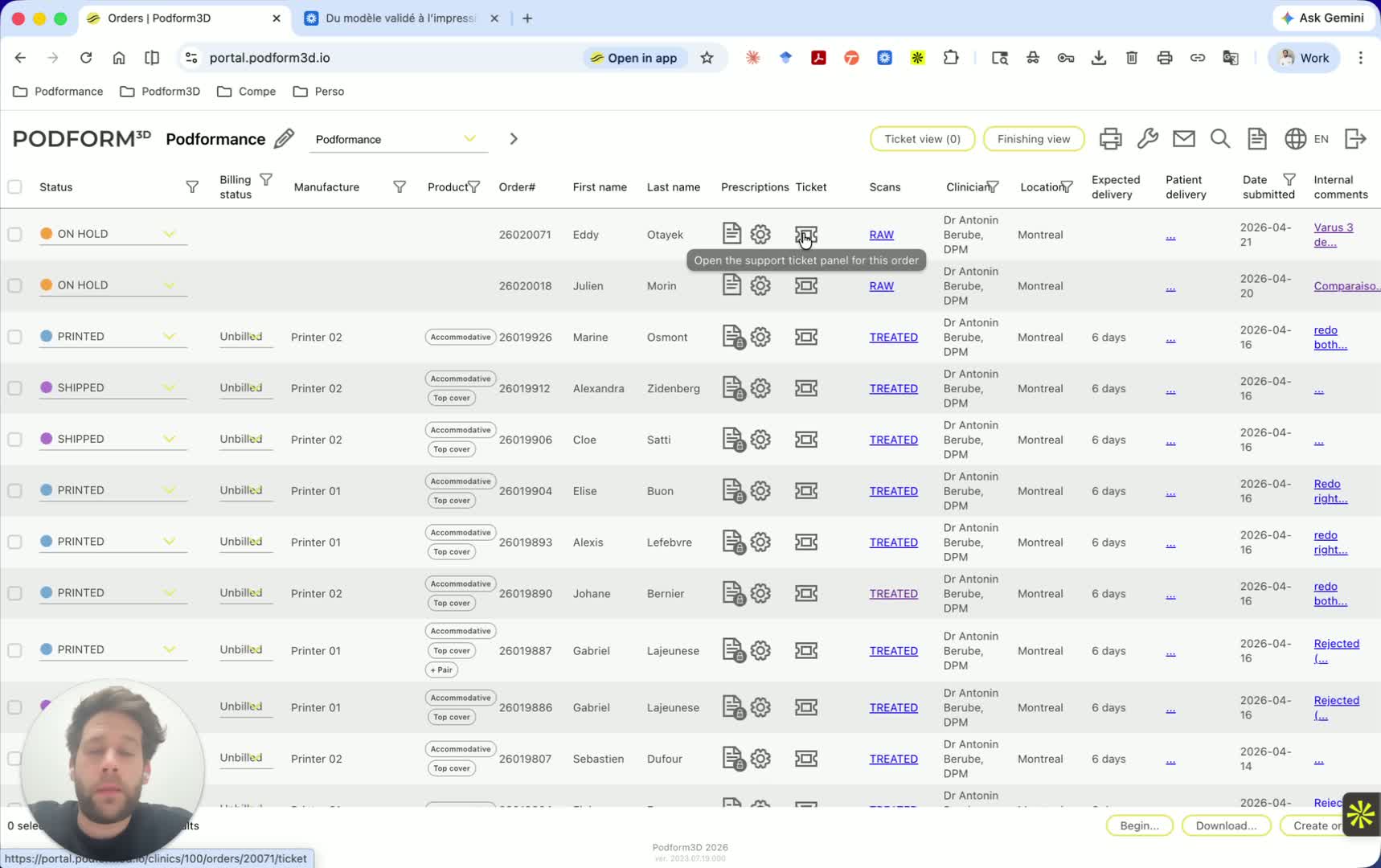Flag an order for Podform3D review