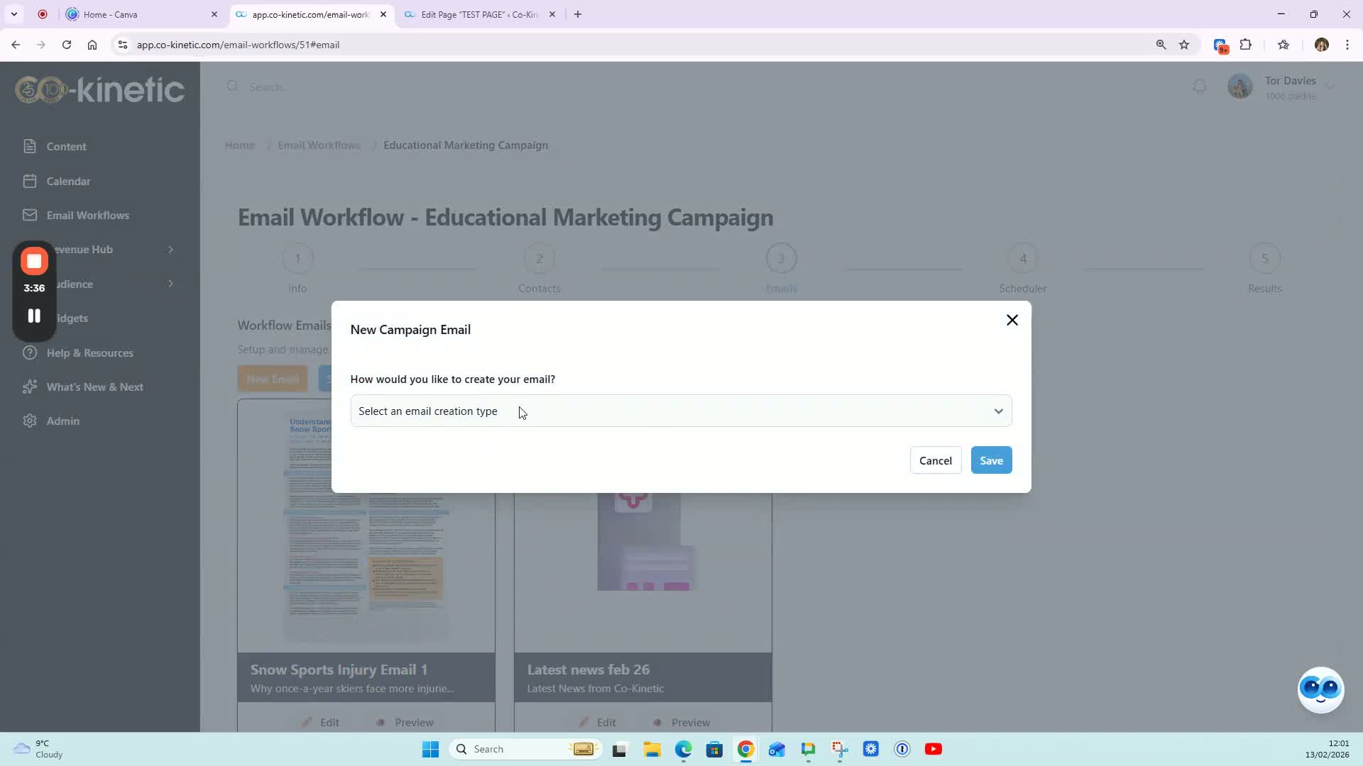 Pasting the widget HTML into a new email