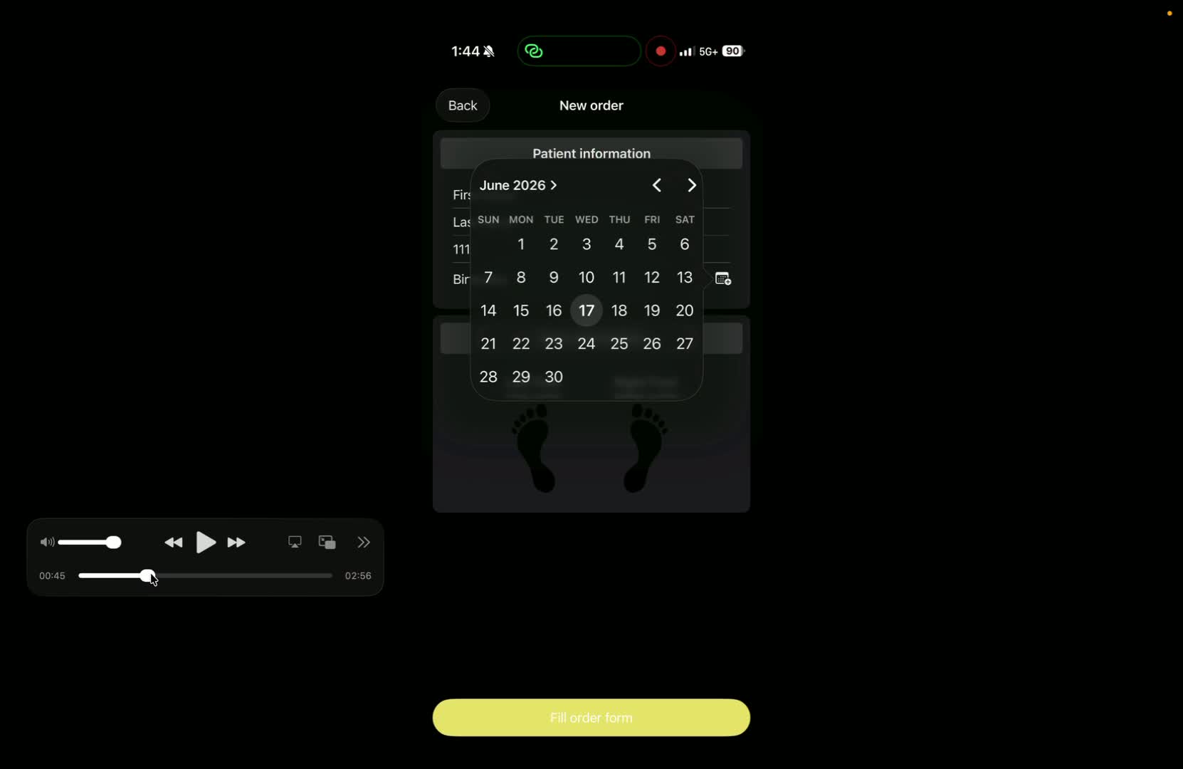 Choose the first foot to scan