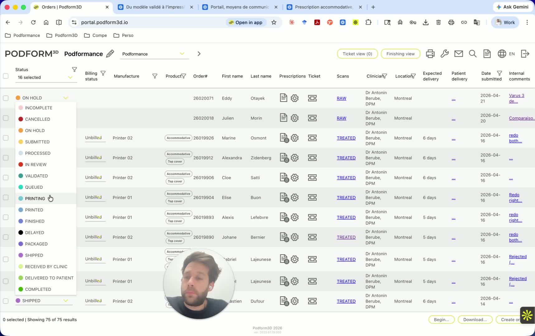 Connect statuses to production actions