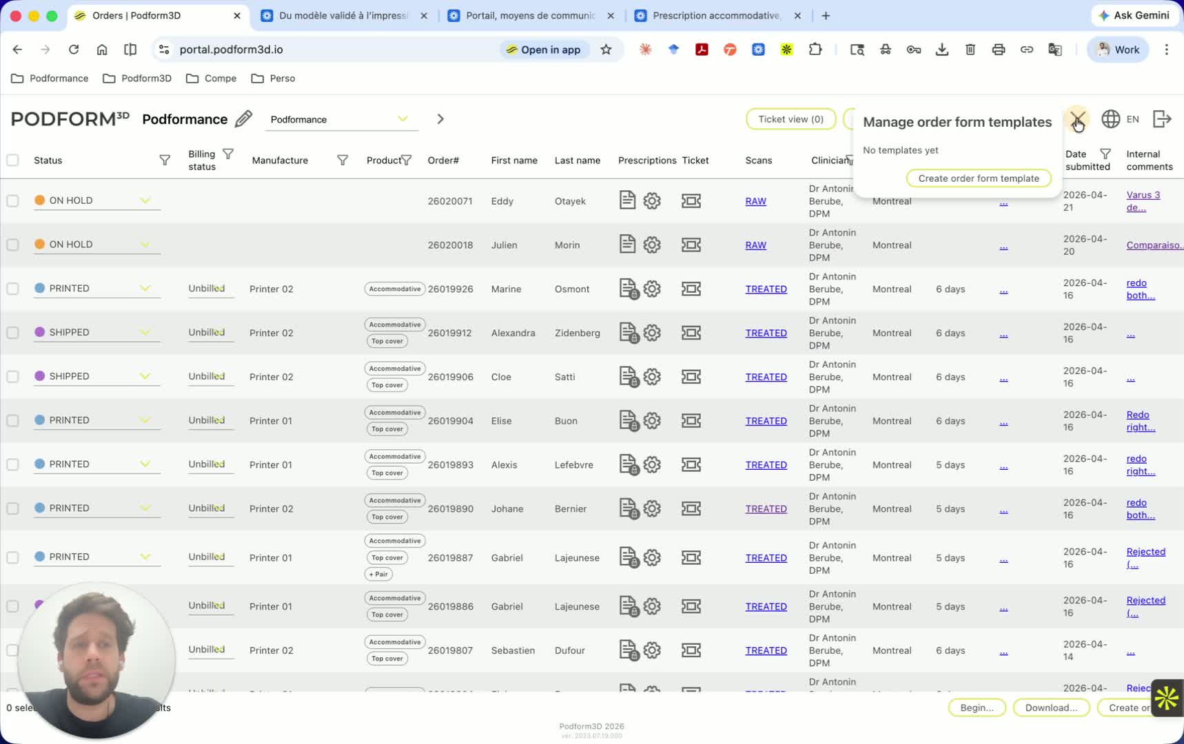 Create order form templates
