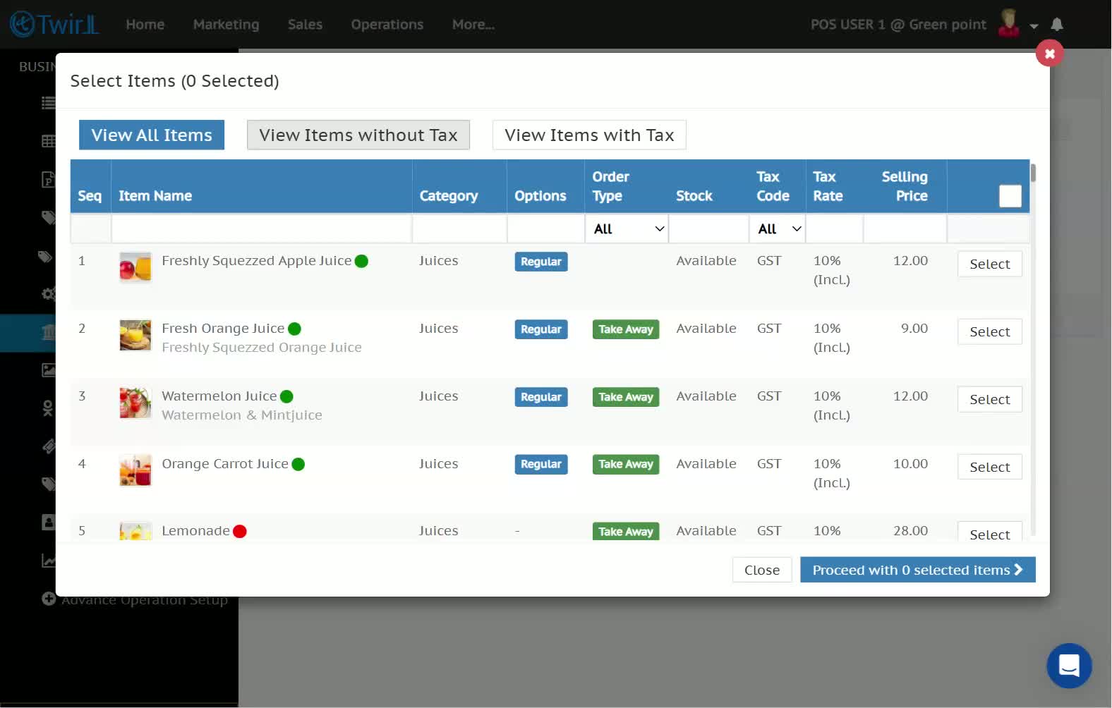View Items Without Taxes