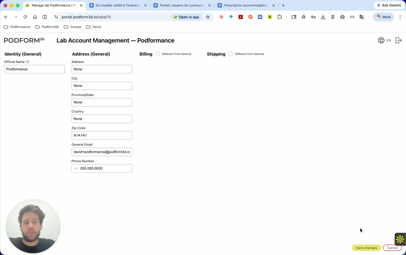 Manage the clinic linked to the lab account