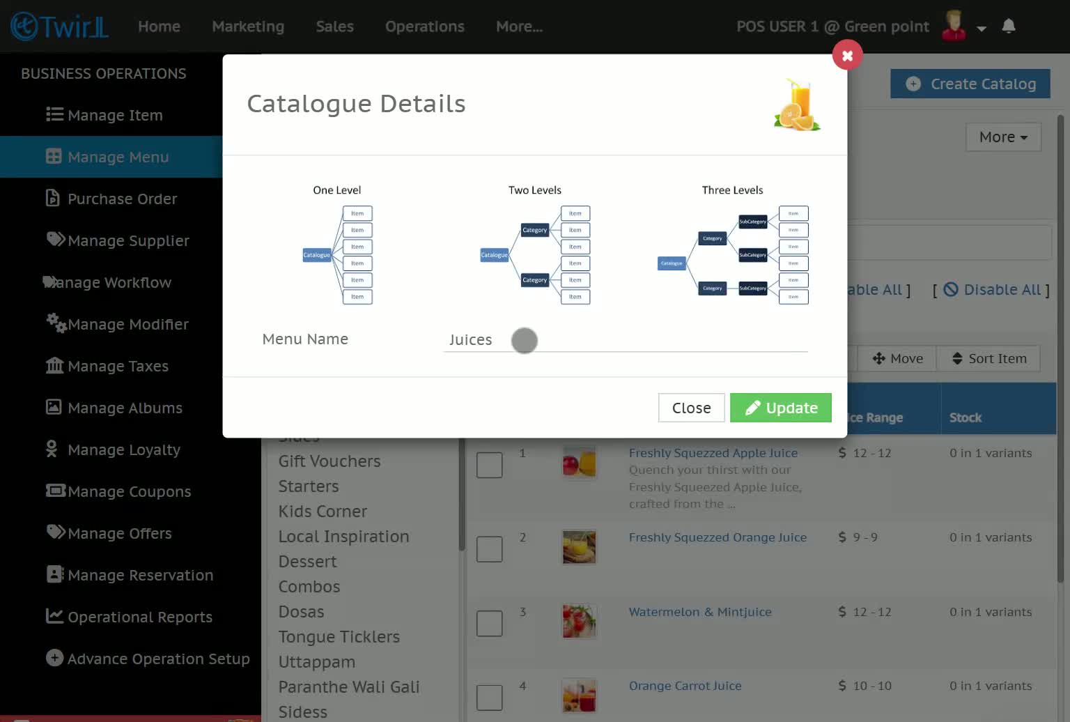 Updated catalog name field