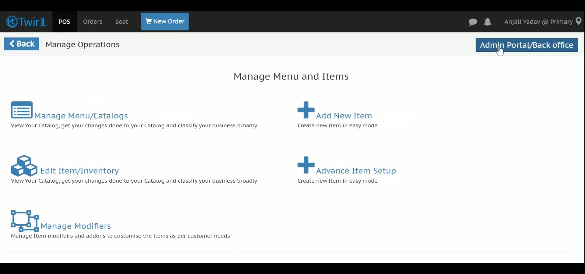 Navigate to Menu Category