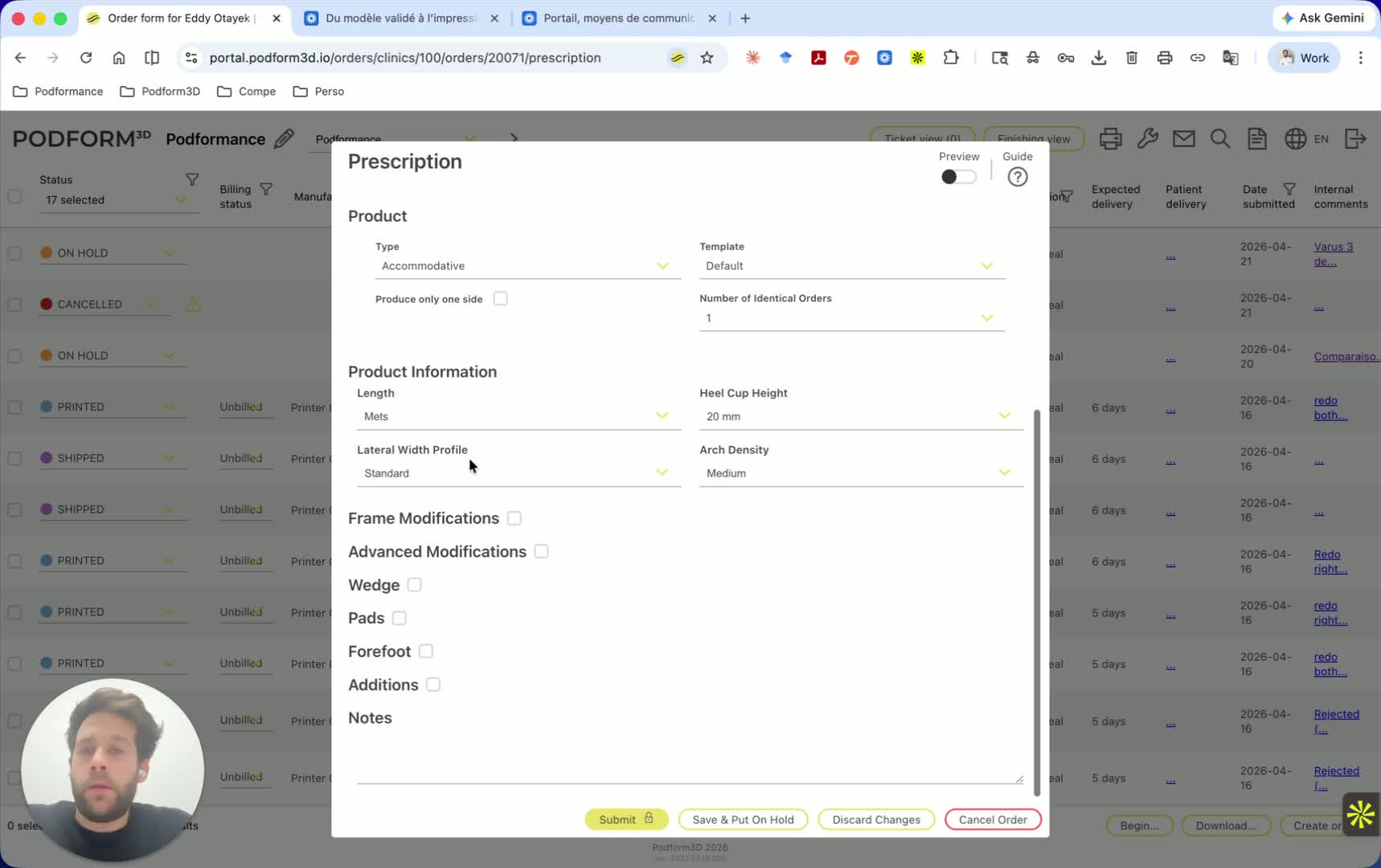 Choose product type and quantity