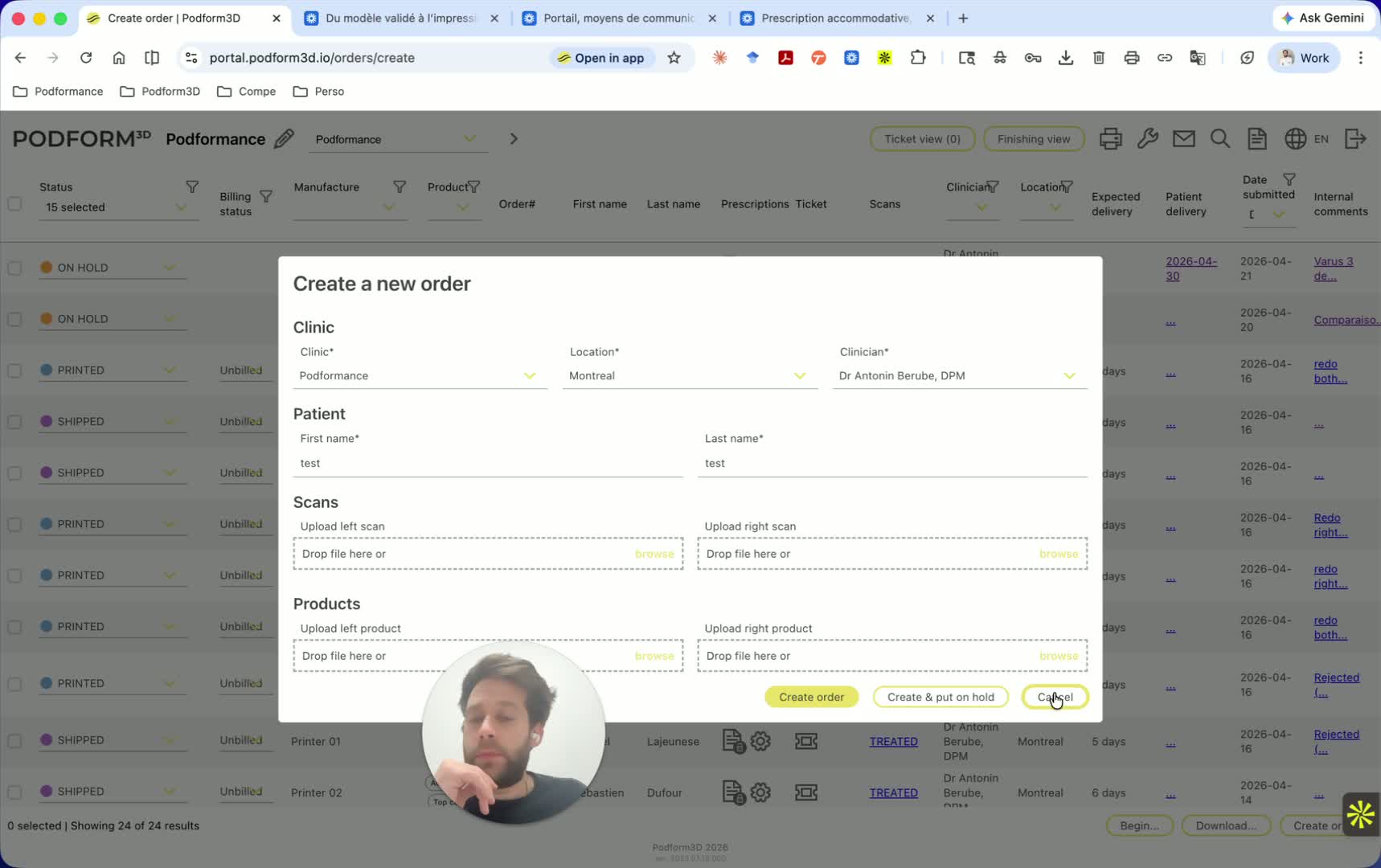 Create an order without immediate scans